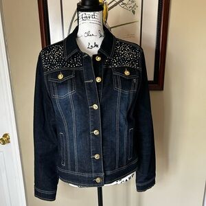 Baccini Embellished Stretch Denim Jacket Like New Size Medium M